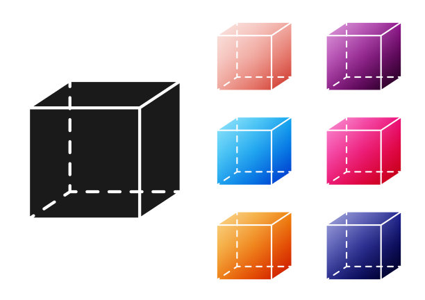 黑色几何图形立方体图标孤立在白色图片下载