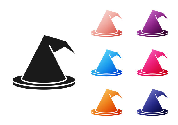 黑色女巫帽图标孤立在白色背景图片下载