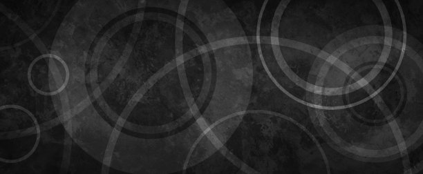 黑色的背景与白色的圆圈环褪色老式垃圾纹理设计，旧几何黑色图案纸图片下载