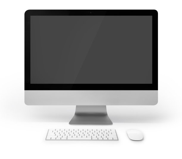 计算机显示器，键盘和鼠标隔离在一个白色背景和剪切路径图片下载