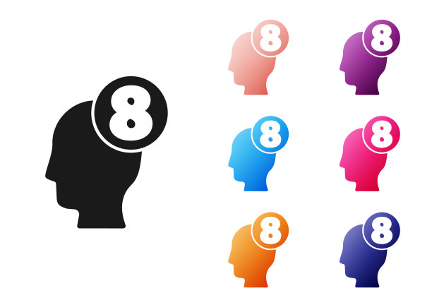 黑色8三月在人头上孤立白色图标图片下载