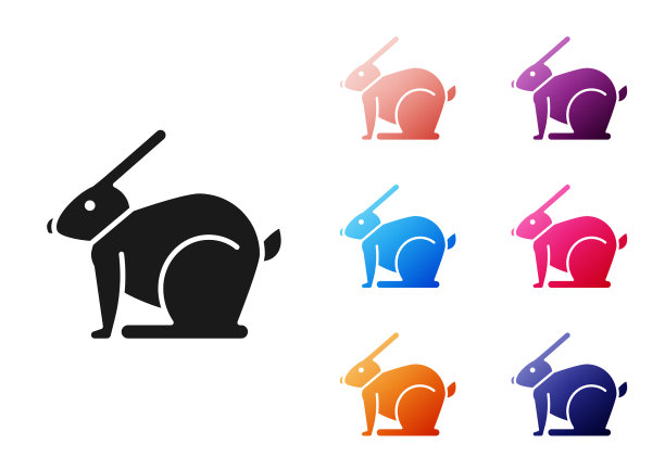 黑色复活节兔子图标孤立在白色图片下载