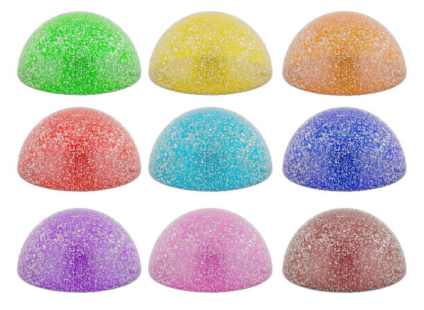 彩色的橘子果酱糖。三维渲染图片下载