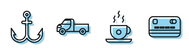 订线咖啡杯锚皮卡和图片下载