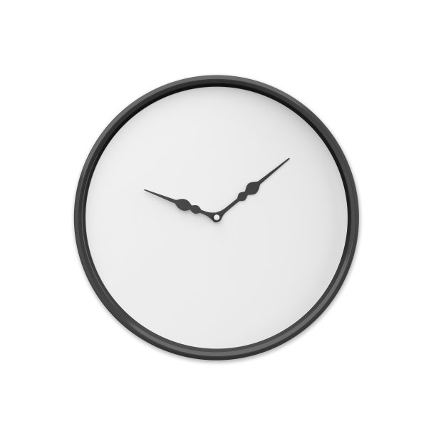 简单经典的黑白圆形挂钟模型模板上孤立的白色背景，3d插图图片下载