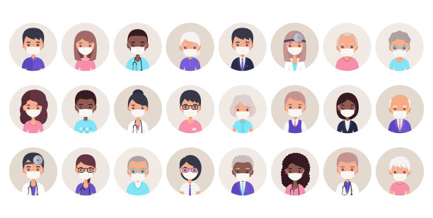 人们在医疗面具的头像面对图标图片下载