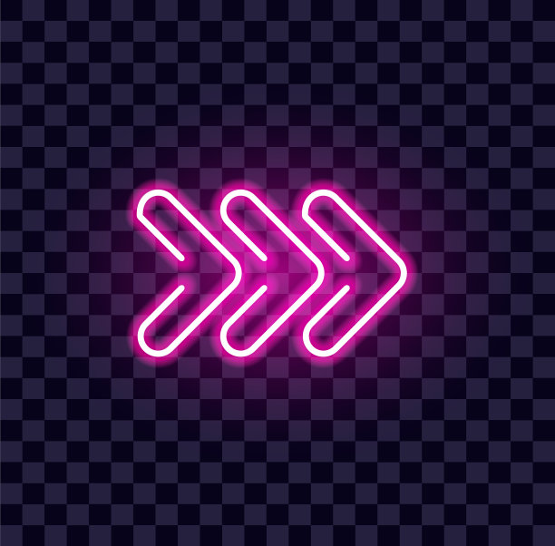 霓虹箭头发光指示器氖管显示图片下载