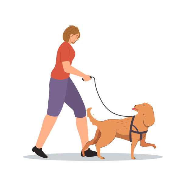 遛狗的女人图片下载