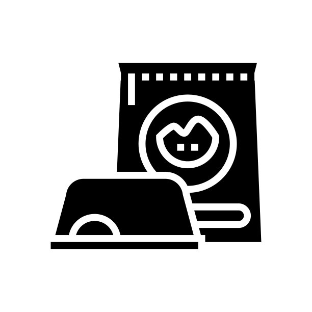 宠物食品和碗字形图标矢量插图图片下载