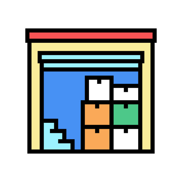 超市存储彩色图标矢量插图图片下载