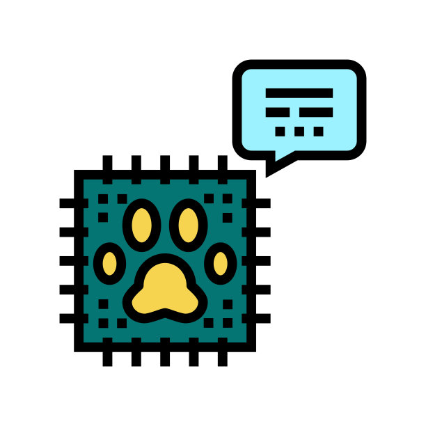 芯片为宠物颜色图标矢量插图图片下载