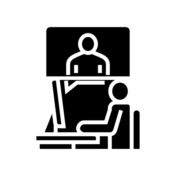 视频通话或远程采访字形图标矢量插图图片下载