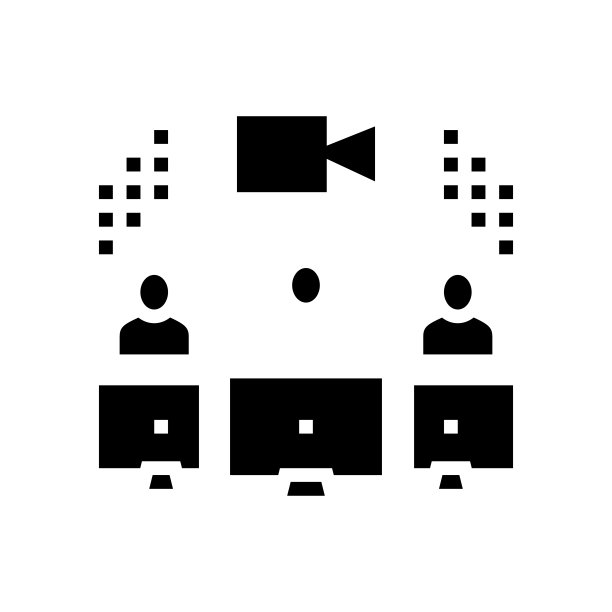 人沟通视频通话字形图标矢量插图图片下载