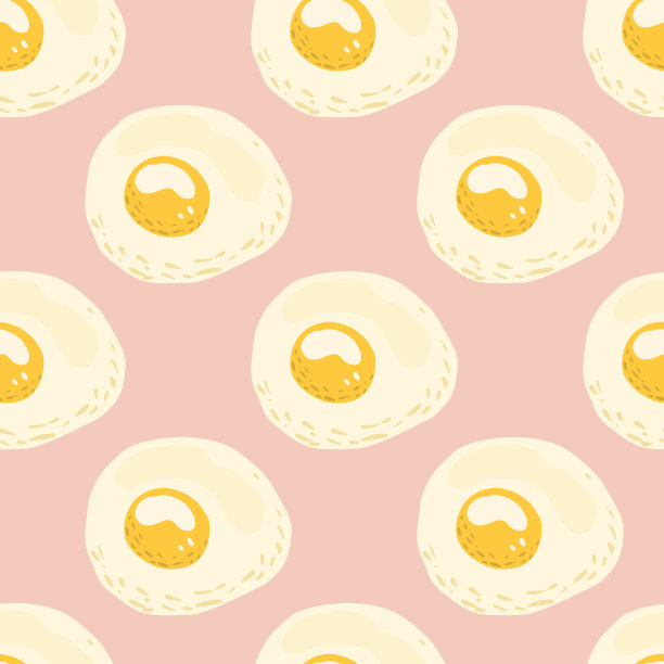 手绘天然有机鸡蛋无缝图案。粉色背景的健康早餐煎蛋卷。图片下载