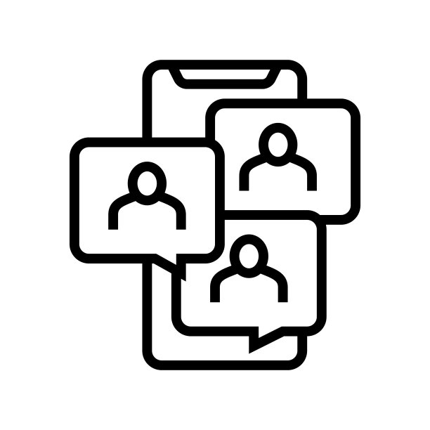 移动视频群呼线路图标矢量插图图片下载