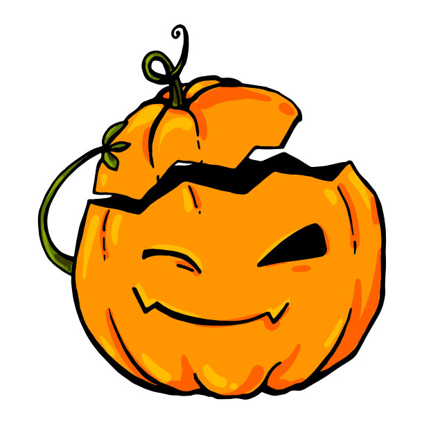 一个明亮丰富的矢量南瓜眨眨眼睛，脱下它的帽子作为问候。插图孤立在白色上图片下载