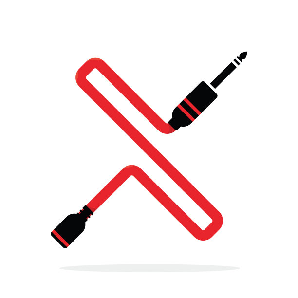 字母X标志由千斤顶电缆或电线组成。矢量设计模板元素为您的音频，声音或音乐应用程序或企业身份。标志或符号插图孤立在白色背景上图片下载