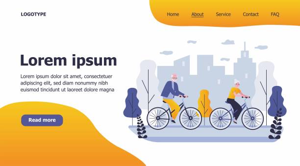 快乐的老年夫妇骑自行车图片下载