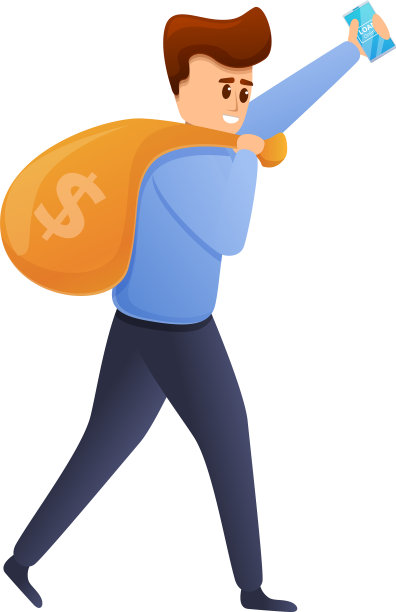 男人携带钱袋图标卡通风格图片下载