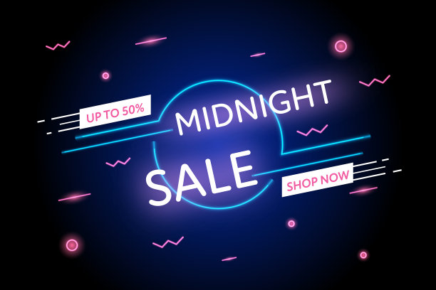 午夜销售高达50%的促销横幅图片下载