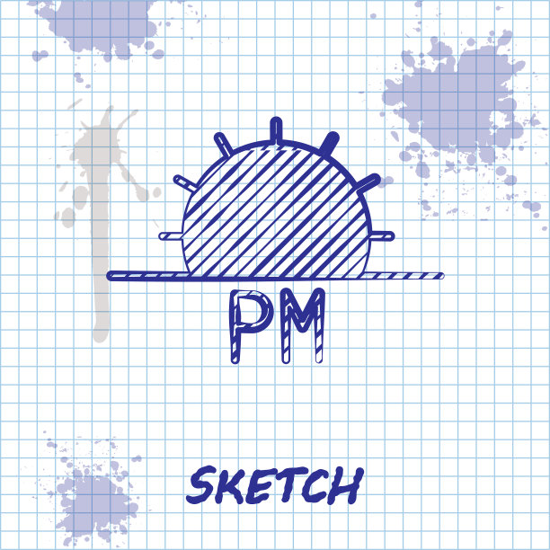 素描线日落图标孤立在白色图片下载