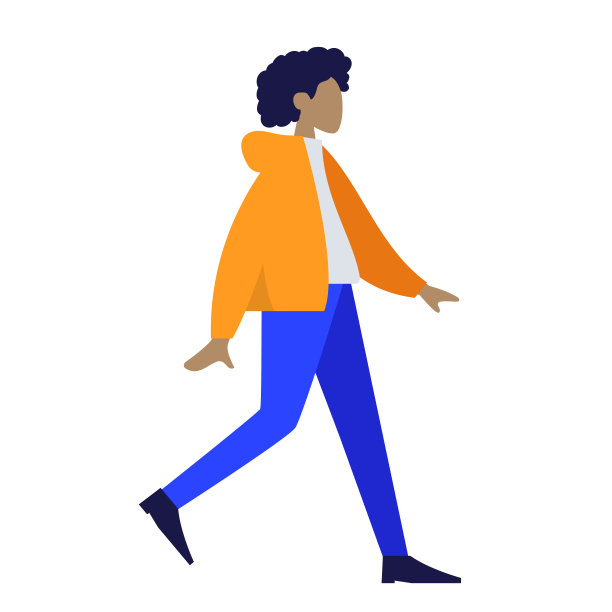 一个年轻的女孩正在匆忙地走着，白色背景上的彩色人体插图，女性插图，公共区域图片下载