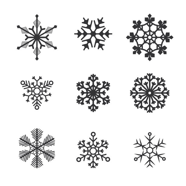 雪花矢量图标背景设置为白色。圣诞霜平孤立剪影象征图片下载