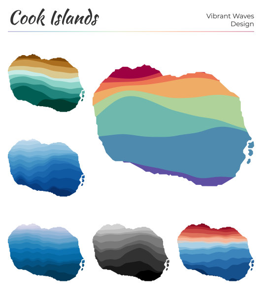 库克群岛的矢量地图集。图片下载