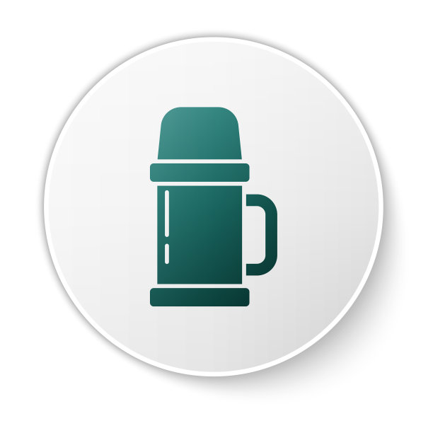 绿色热水瓶容器图标隔离在白色上图片下载