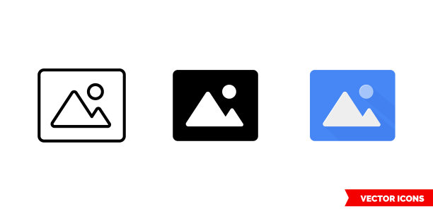 三种颜色壁纸图标：彩色、黑白、轮廓。矢量符号图片下载
