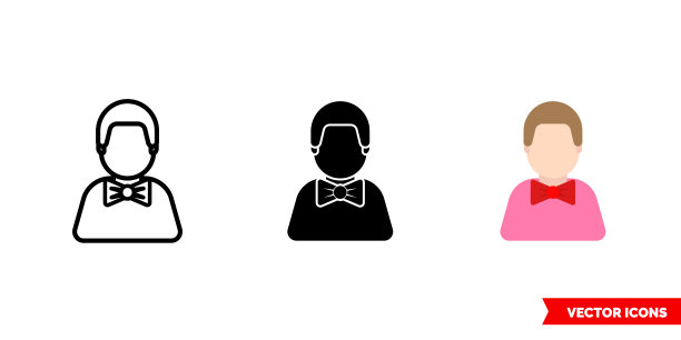 表演者图标三种颜色，黑色和白色，轮廓。孤立向量符号符号图片下载