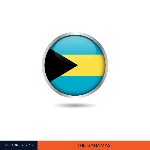 巴哈马圆旗矢量股票插图设计模板。图片下载