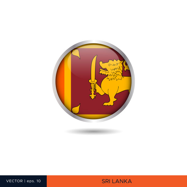 斯里兰卡圆形旗帜矢量股票插图设计模板。图片下载
