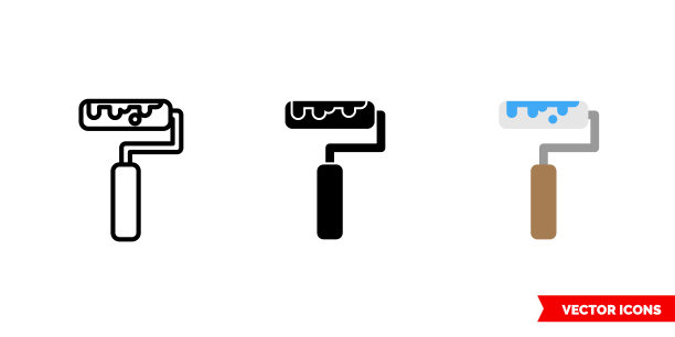 滚筒图标有三种颜色、黑白、轮廓。孤立向量符号符号图片下载