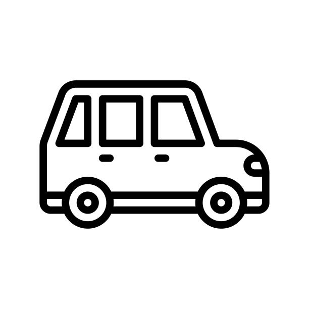 与线性风格的私人交通相关的交通运输汽车图标矢量图片下载