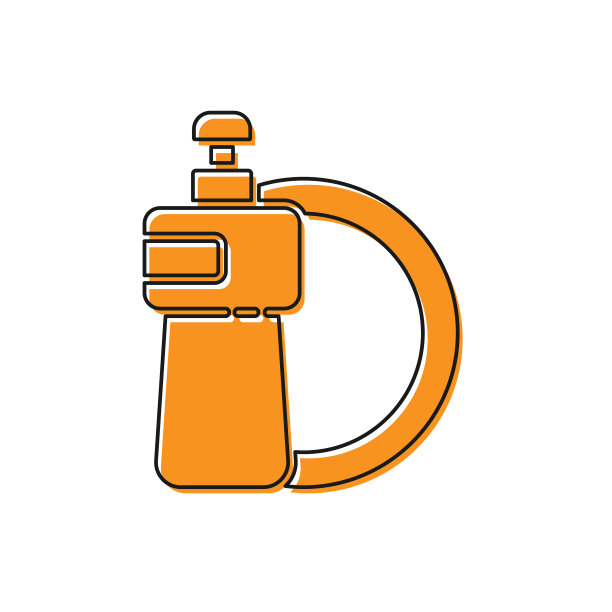 橙色的洗碗液瓶和盘子图标图片下载