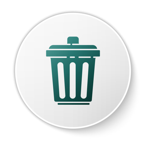 绿色垃圾桶图标孤立在白色背景图片下载