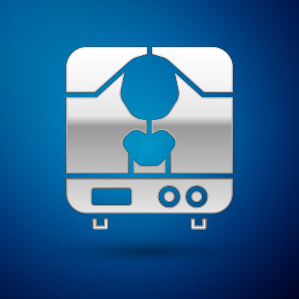 银色x光机图标隔离在蓝色图片下载