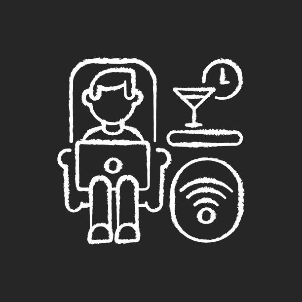 休息室车厢粉笔白色图标上的黑色背景图片下载