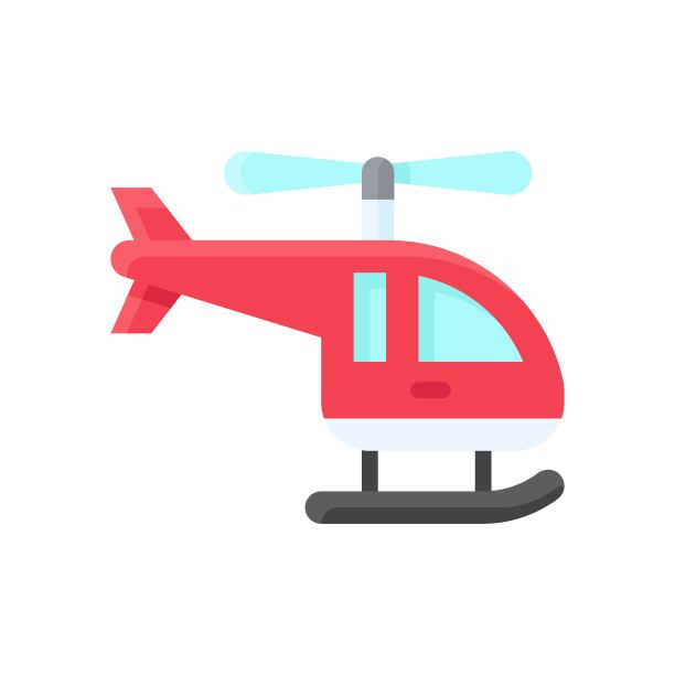 交通图标相关的直升机与翼矢量在平面风格，图片下载