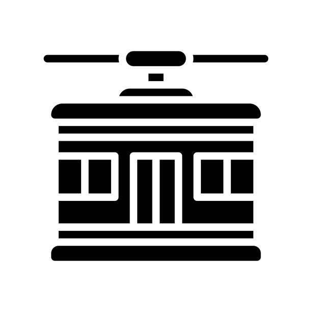 实体设计的缆车交通运输相关图标矢量图图片下载