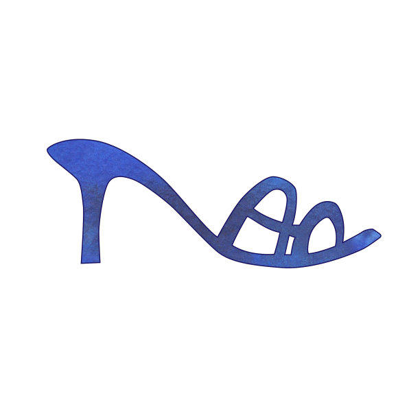 一只画有抽象蓝色水彩背景的鞋子图片下载
