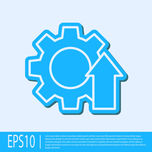 蓝线箭头增长齿轮业务图标孤立图片下载