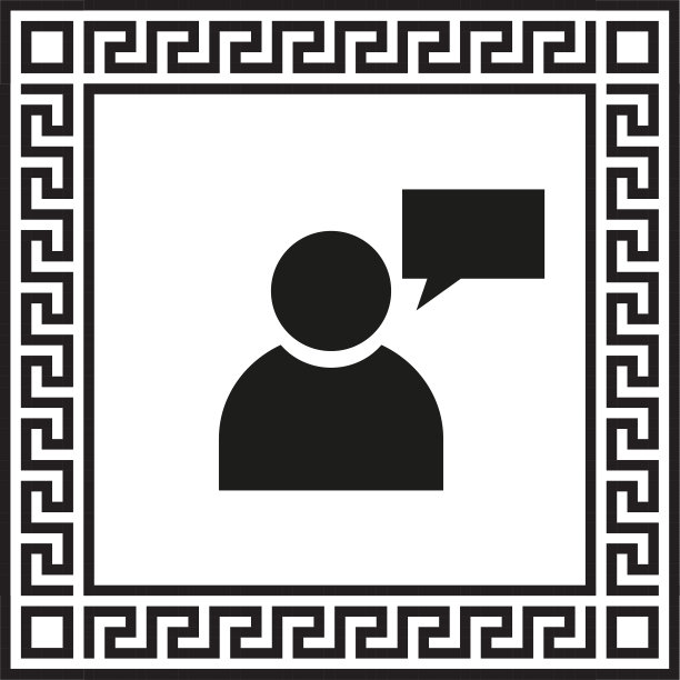 矢量图标的人与讲话在一个框架与希腊装饰图片下载