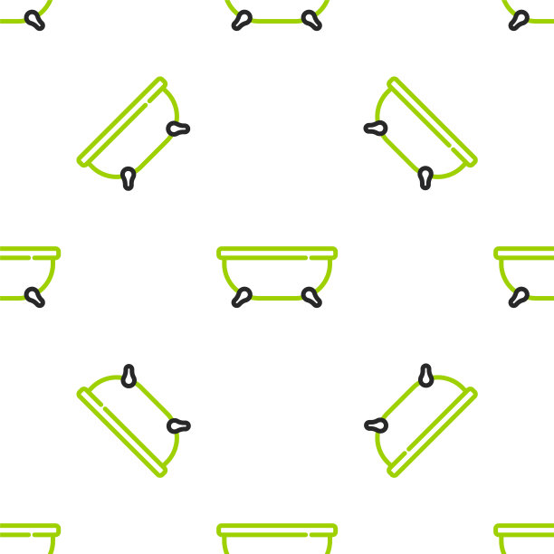 直线浴缸图标隔离无缝模式的白色背景。向量图片下载