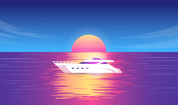 游艇在日落素材图片