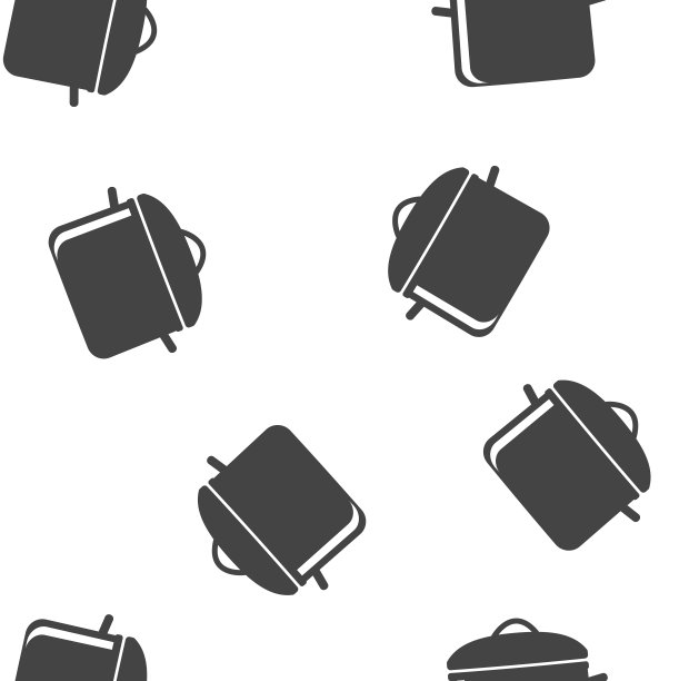 潘矢量图标。烹饪符号无缝图案上的白色背景。图片下载