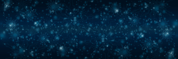 冬天的背景与雪花和散景。新年横卡。图片下载