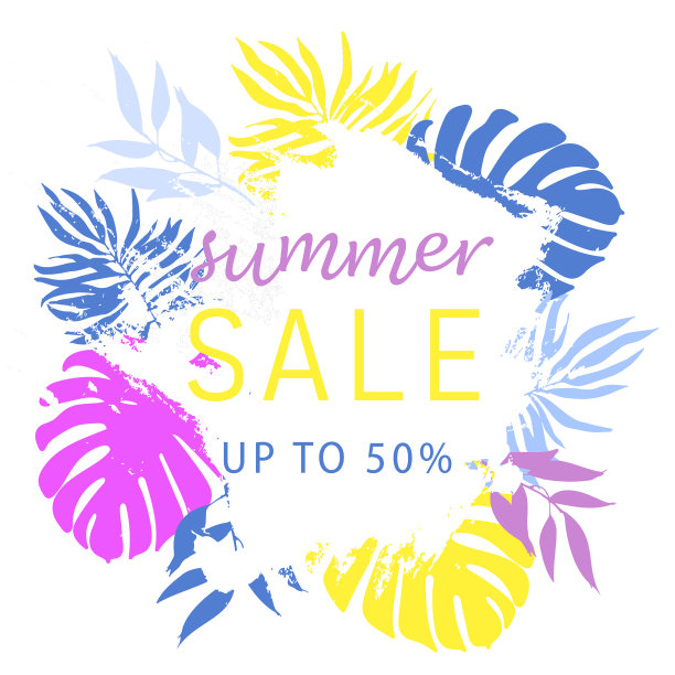 夏季促销横幅模板抽象笔触图片下载