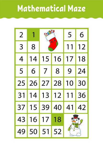 数学矩形迷宫。孩子们的游戏。数字迷宫。教育工作表。活动页面。儿童谜语。卡通人物。图片下载